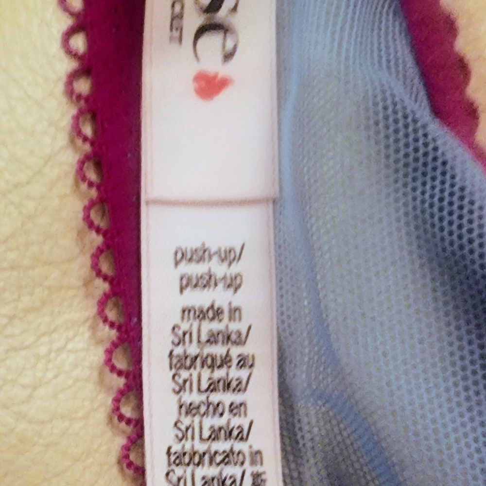 38D Victoria's Secret Sky Blue and Magenta Lace Push Up Bra - Picture 7 of 12